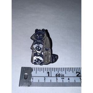 Raccoons in Trench Coat Pin Brooch
